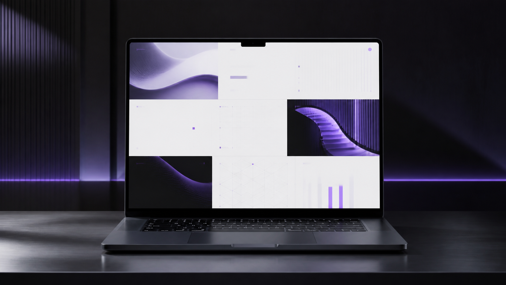Laptop con una experiencia web premium en pantalla
